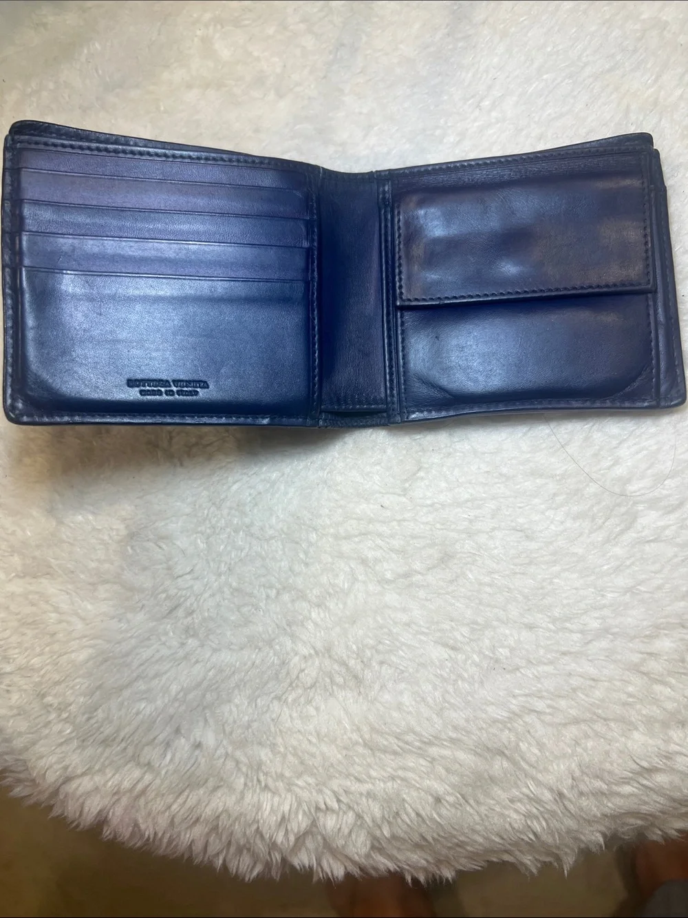 Bottega Veneta Men's Woven Leather Bifold Wallet in Deep Navy